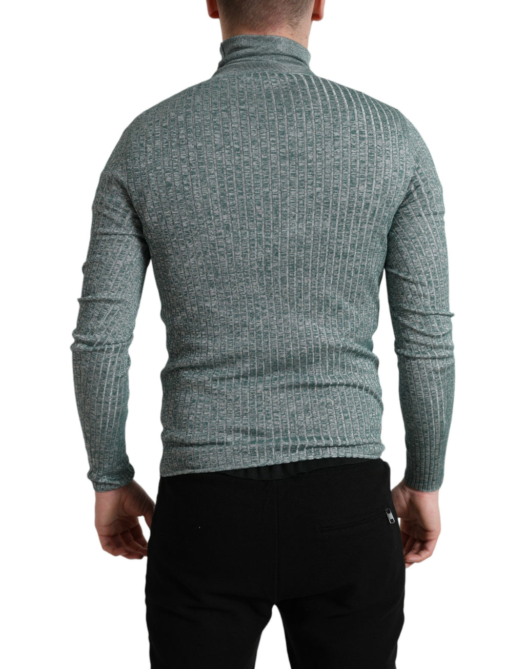 Pull-over en polyester vert Dolce & Gabbana avec col roulé, style élégant et confortable pour homme.