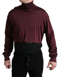 Pull en viscose bordeaux Dolce & Gabbana à col roulé, pull-over élégant avec coupe classique et douceur visible dans l'image.