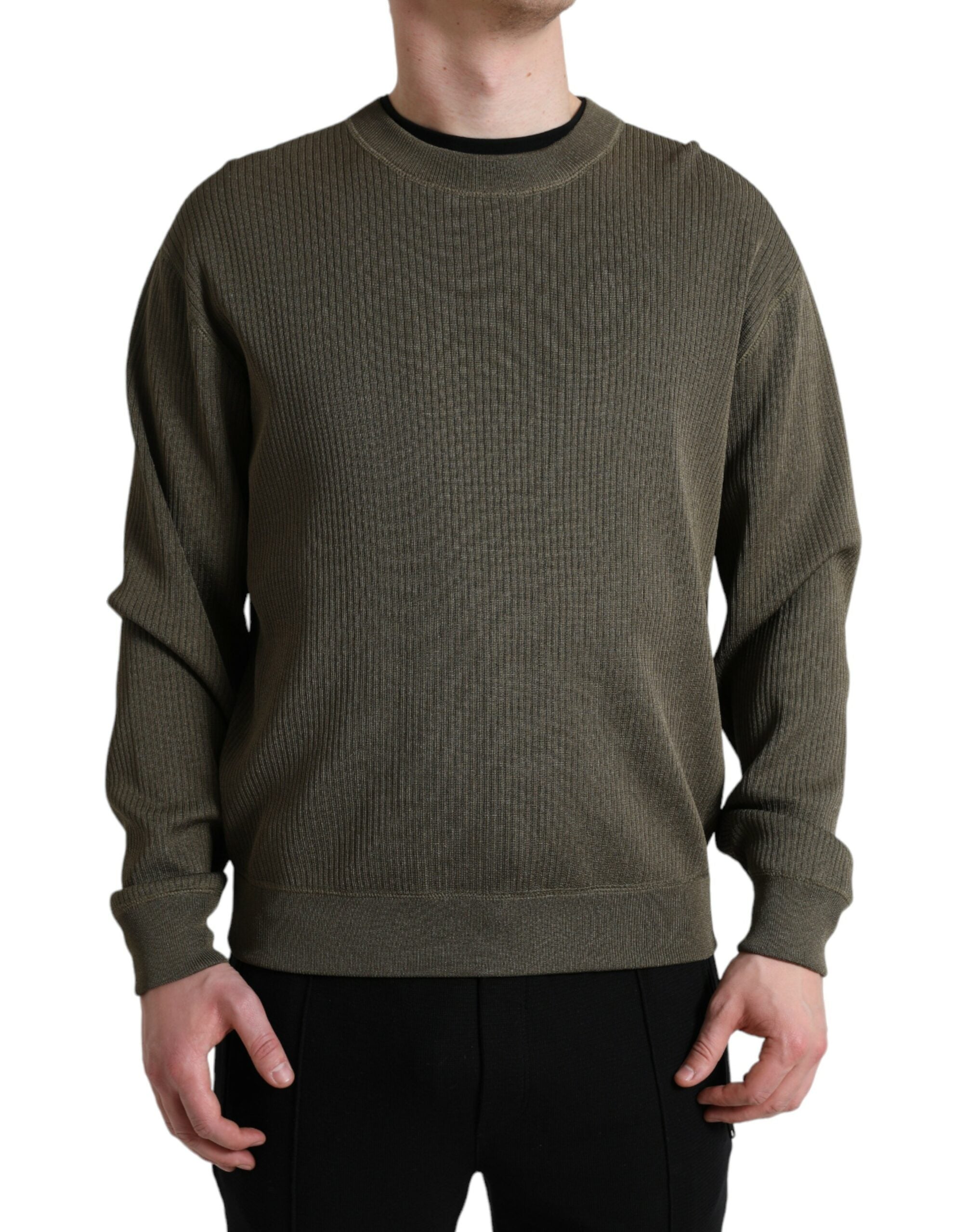 Pull à col rond vert en viscose Dolce & Gabbana pour homme, sweat-shirt élégant et confortable.