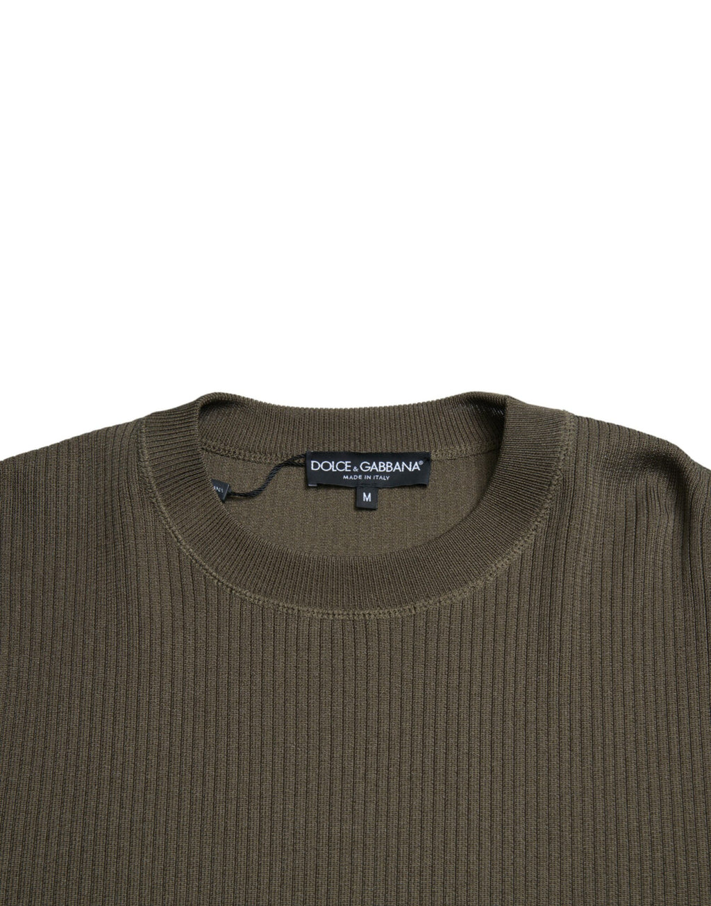 Pull en viscose vert Dolce & Gabbana pour homme avec col rond, vue de face, détails du pull élégant et confortable.