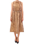 Robe en soie marron sans manches de Dolce & Gabbana, élégante et fluide, portée sur un mannequin.