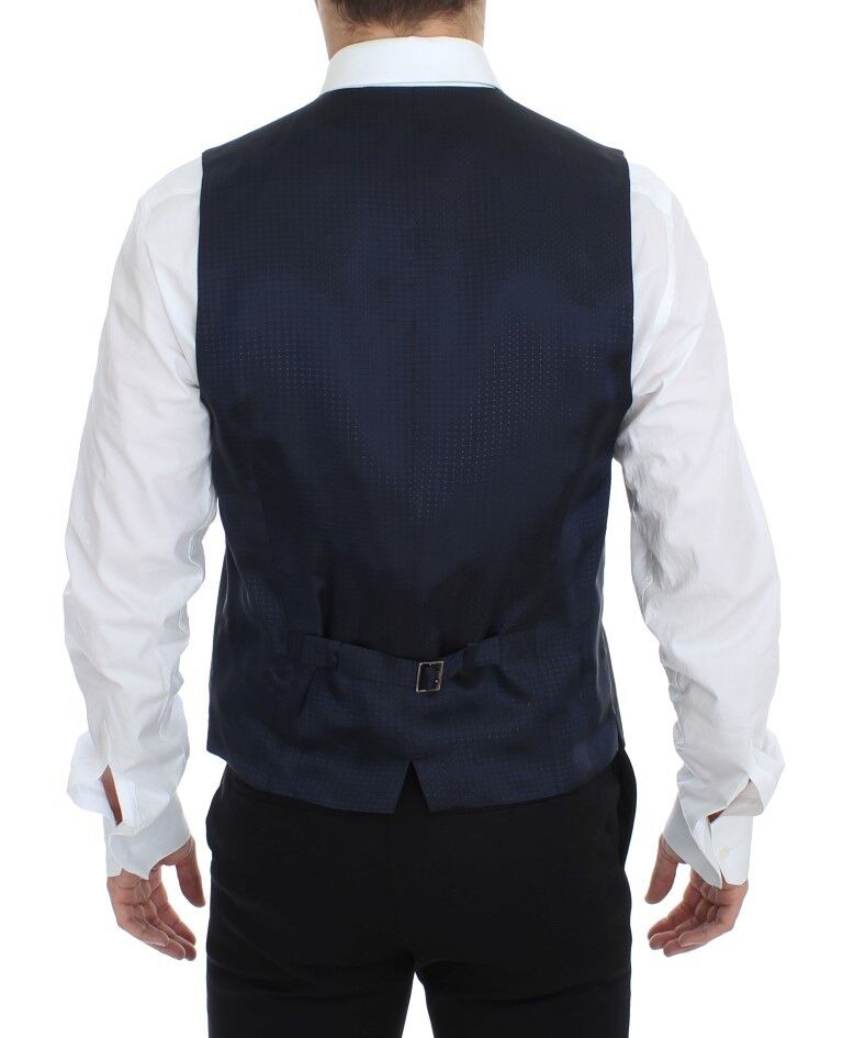 Gilet gris extensible de costume Dolce & Gabbana pour homme, tissu élégant et ajusté pour occasion formelle.