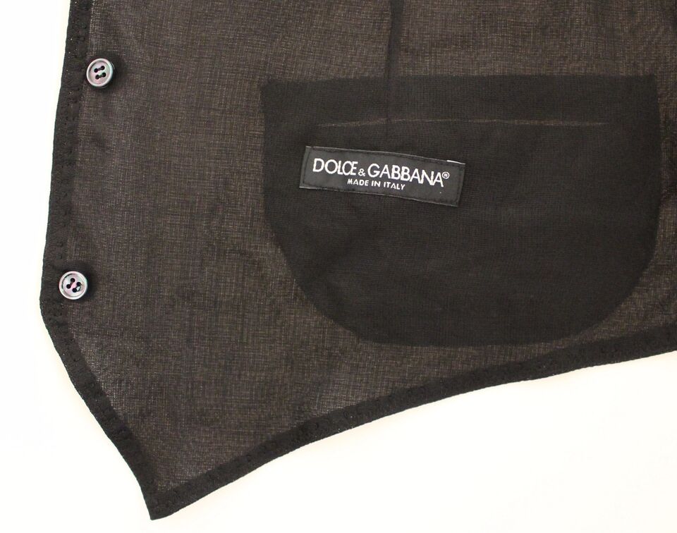 Gilet en laine noire Dolce & Gabbana pour robe formelle, veste élégante avec détails sophistiqués.