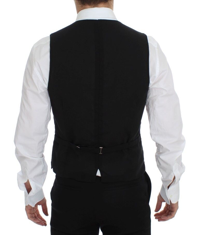 Veste gilet formelle en laine noire de Dolce & Gabbana, veste élégante pour homme ou femme.