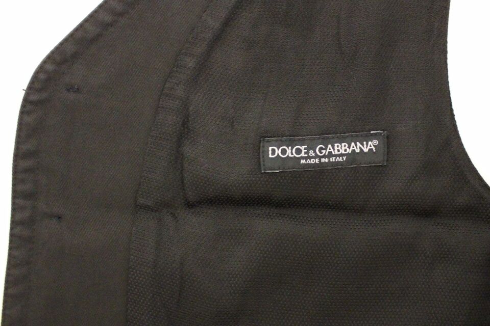 Gilet Dolce & Gabbana en coton mélangé noir, veste sans manches élégante pour homme, détails sophistiqués.