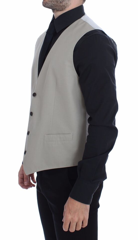 Veste blazer beige Dolce & Gabbana en coton et soie, veste élégante pour femme, détail de la coupe et tissu sophistiqué.