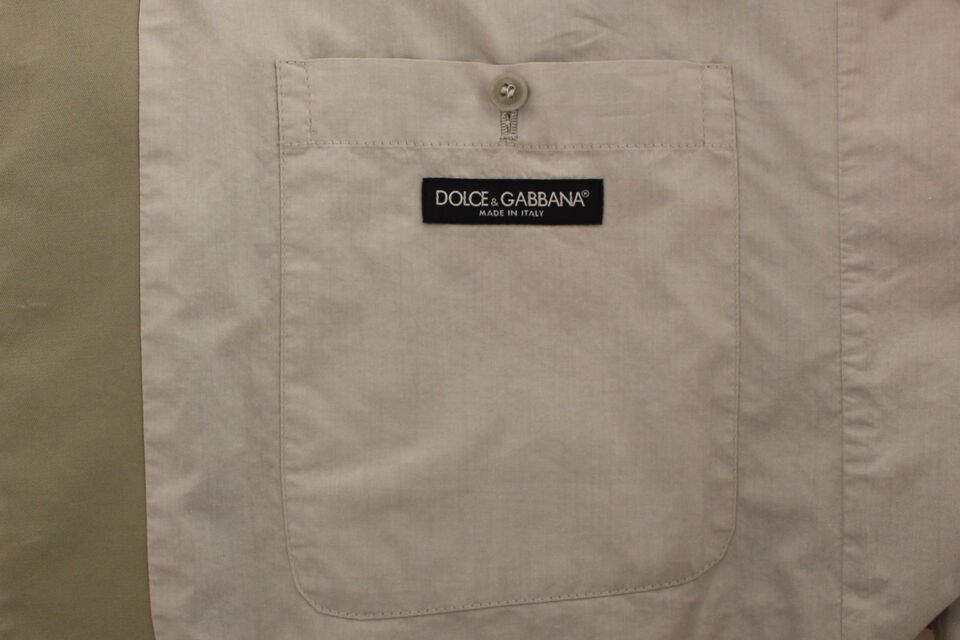 Veste blazer beige en coton et soie Dolce & Gabbana, coupe élégante avec col classique, idéale pour un style sophistiqué.
