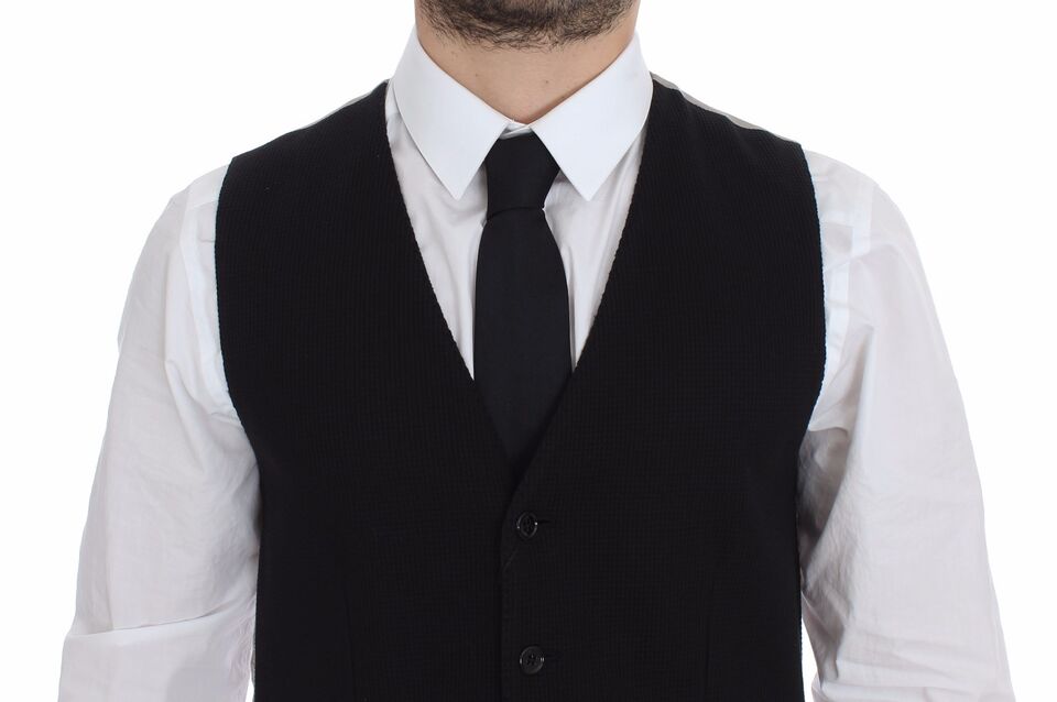 Veste blazer noire en coton Dolce & Gabbana, veste élégante pour homme avec coupe ajustée et détails sophistiqués.