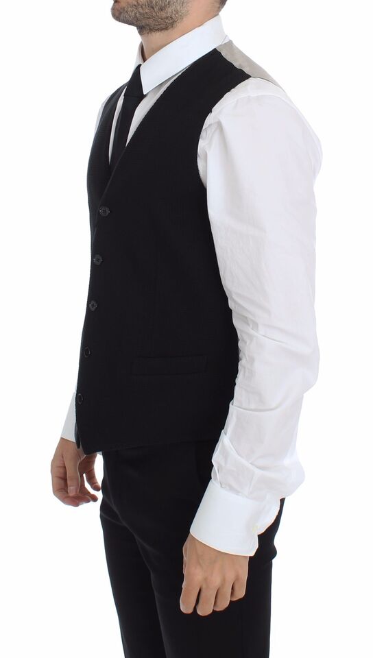 Veste blazer Dolce & Gabbana en coton noir, veste élégante avec coupe structurée, pour un style sophistiqué.
