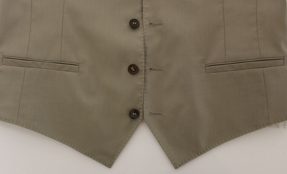 Gilet blazer beige en coton de Dolce & Gabbana, veste élégante pour femme, détail de couture visible.