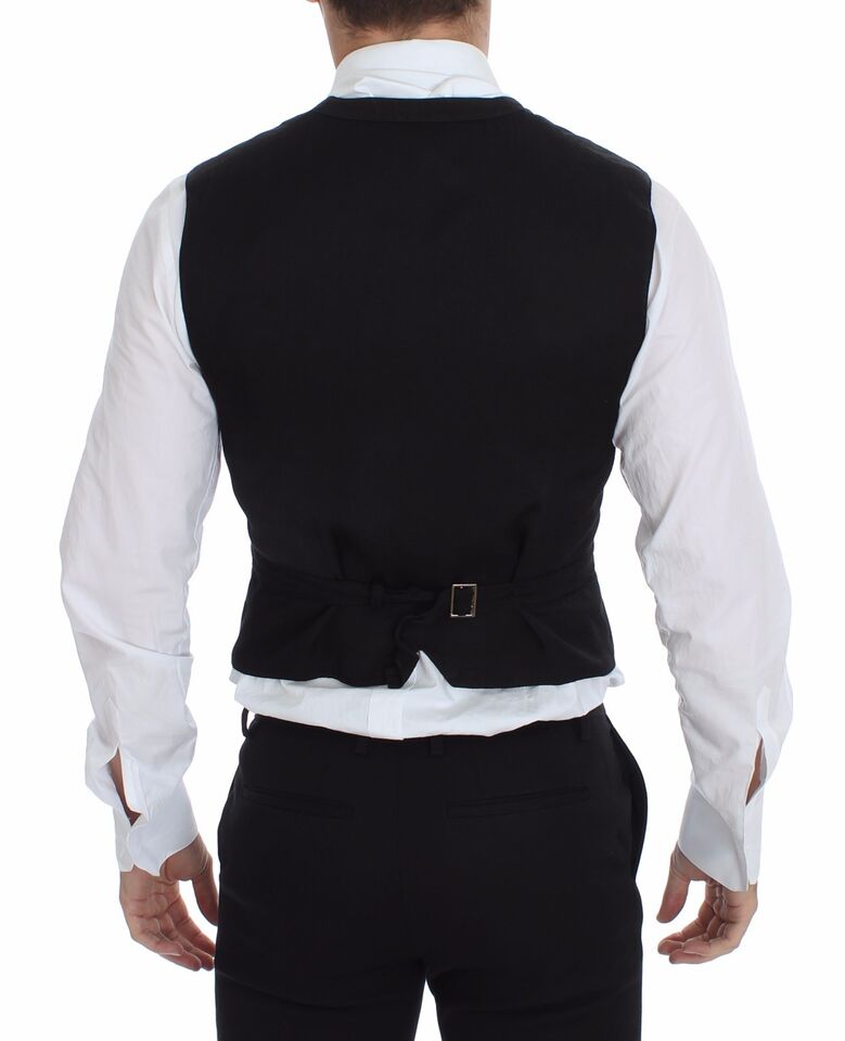 Veste-blazer Dolce & Gabbana en coton de lin noir, veste élégante pour femme ou homme, détails modernes et finition soignée