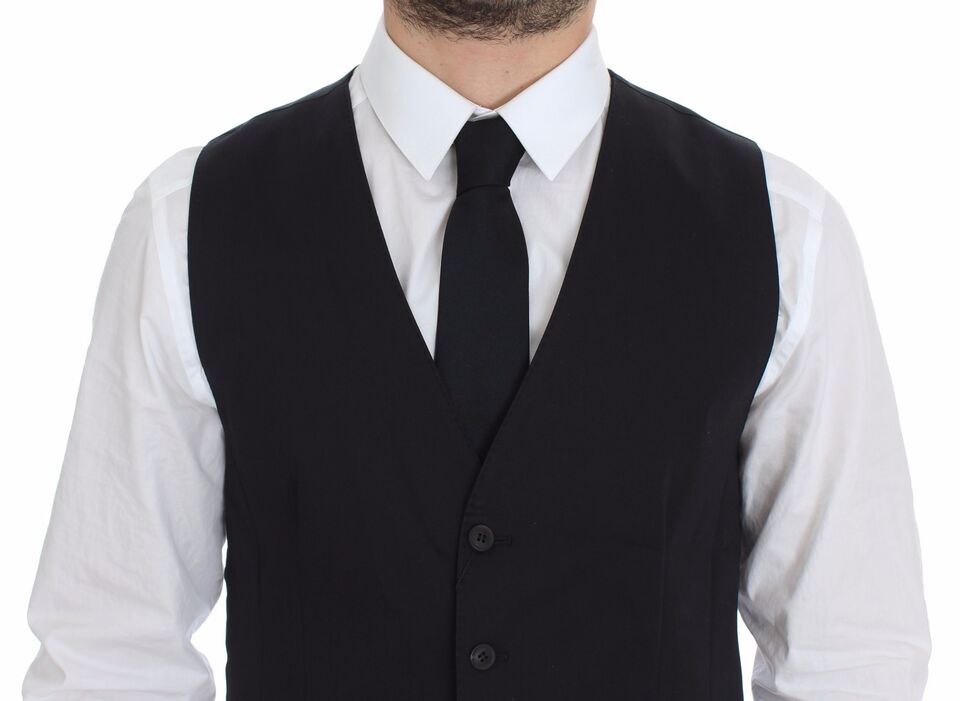 Gilet blazer pour homme de Dolce & Gabbana en coton bleu stretch, élégant et ajusté.
