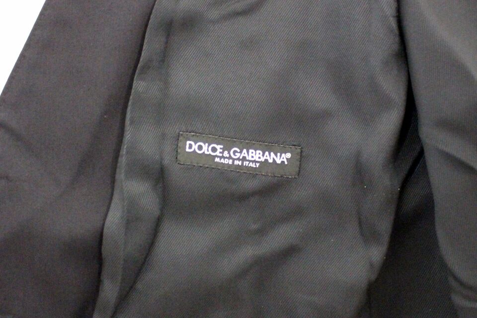 Gilet blazer en coton stretch bleu Dolce & Gabbana, veste élégante pour homme, détails modernes et coupe ajustée.