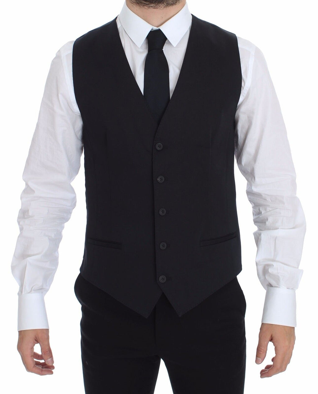Veste blazer pour homme Dolce & Gabbana en coton stretch bleu, ajustée et élégante, vue de face.