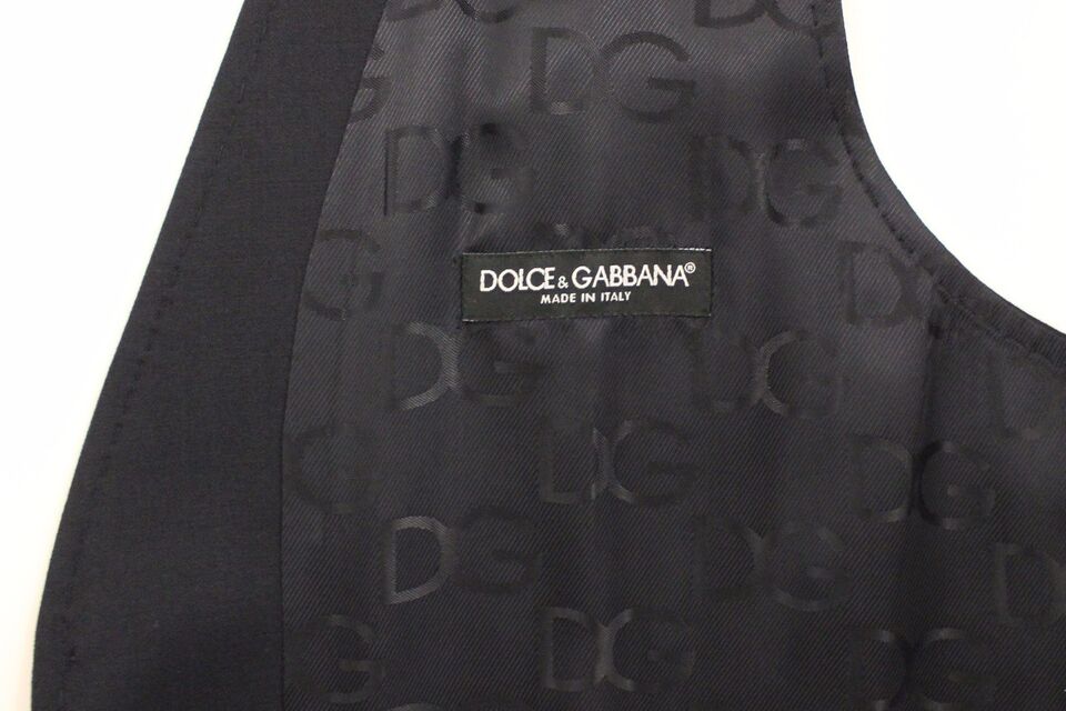 Gilet blazer en coton stretch bleu Dolce & Gabbana, élégant et ajusté pour homme, avec détails soignés et coupe moderne.