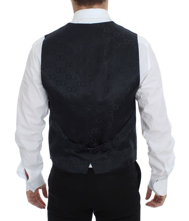 Veste blazer Dolce & Gabbana en coton stretch bleu, ajustée, avec col classique et boutons sur le devant.