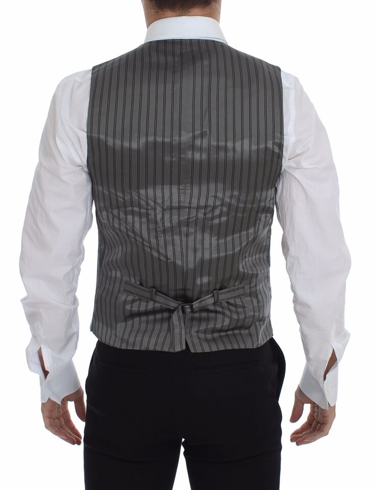 Veste blazer pour homme Dolce & Gabbana en coton gris, coupe ajustée et stretch, vue de face.