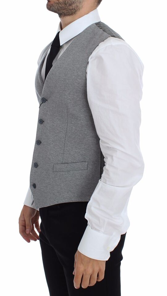 Veste blazer gris en coton stretch de Dolce & Gabbana, veste élégante pour homme avec coupe ajustée.