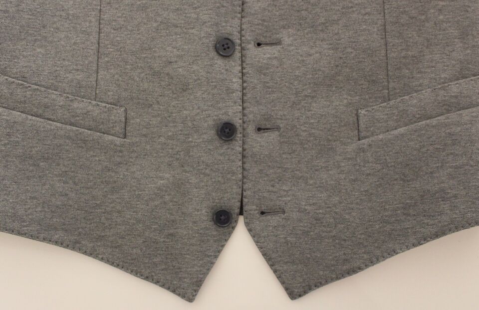 Veste blazer Dolce & Gabbana en coton gris, coupe droite et stretch, pour homme, détail élégant et tissu de qualité.