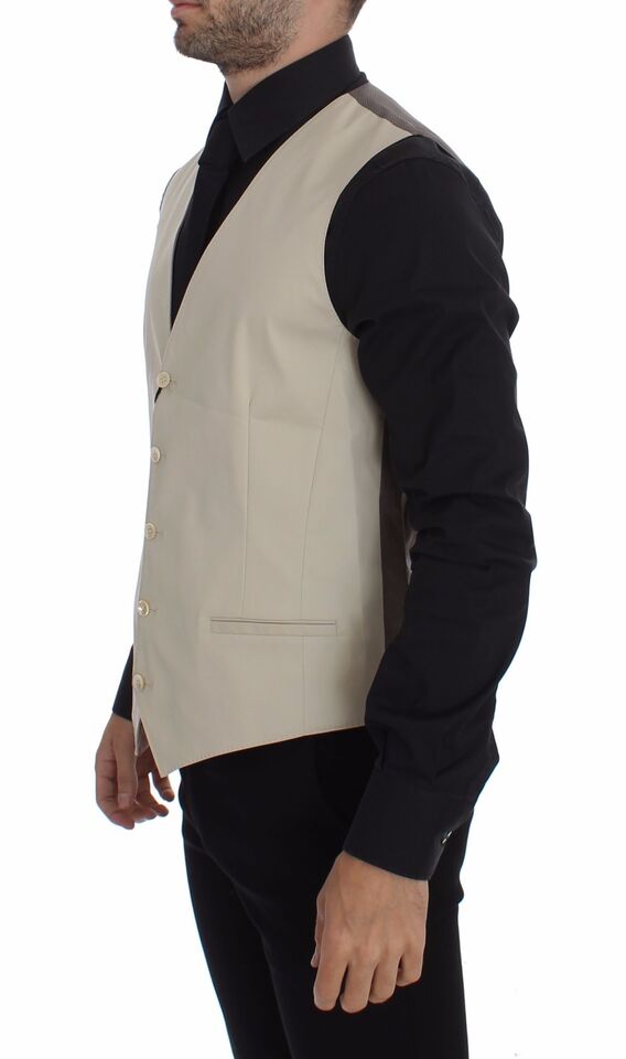 Veste blazer beige en coton stretch de Dolce & Gabbana, élégant et ajusté, pour un look sophistiqué.