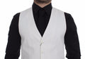 Gilet blazer blanc en coton et soie mélangés de Dolce & Gabbana, veste élégante pour femme, détail tissu et coupe raffinée