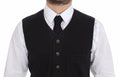 Gilet blazer noir en coton viscose de Dolce & Gabbana, veste élégante avec coupe ajustée et détails sophistiqués.