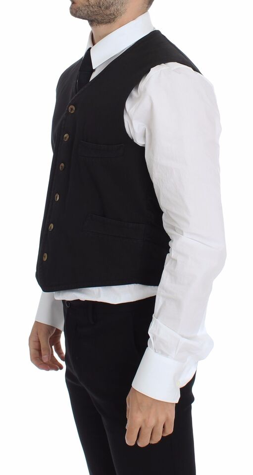 Veste blazer Dolce & Gabbana en coton viscose noir, veste élégante pour femme avec coupe ajustée et détails sophistiqués.