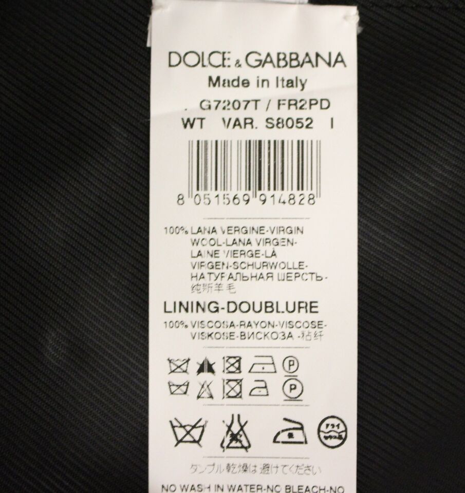 Gilet en laine gris à rayures de Dolce & Gabbana, croisé simple, pour homme, détail élégant et tissu de qualité.