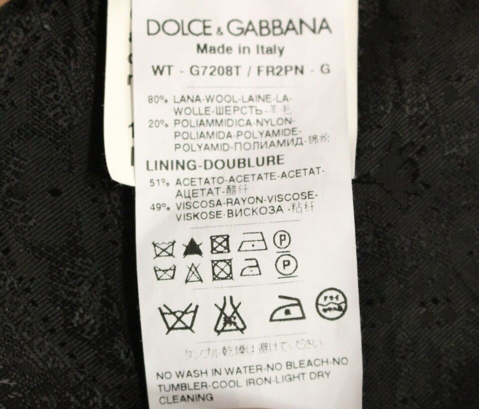 Gilet en laine noir à rayures avec logo Dolce & Gabbana, veste élégante pour hommes, détail visible en image.
