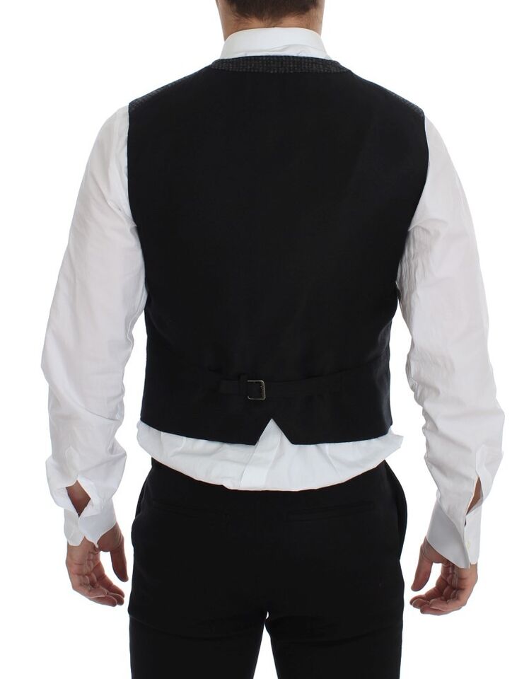 Gilet gris en mélange de laine de Dolce & Gabbana, veste élégante pour homme avec coupe sophistiquée.