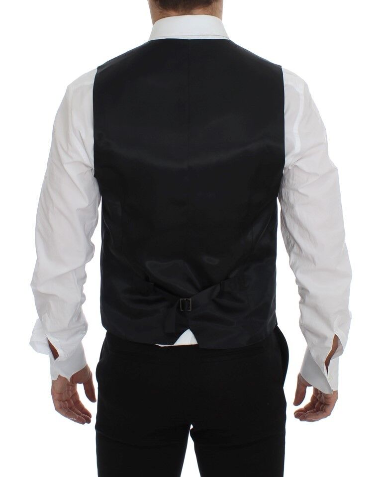 Gilet en laine et soie gris de Dolce & Gabbana, veste sans manches élégante pour femme.