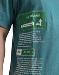 T-shirt à col rond Milano en coton bleu Dolce & Gabbana, vue de face, détails du tissu et design élégant visible.