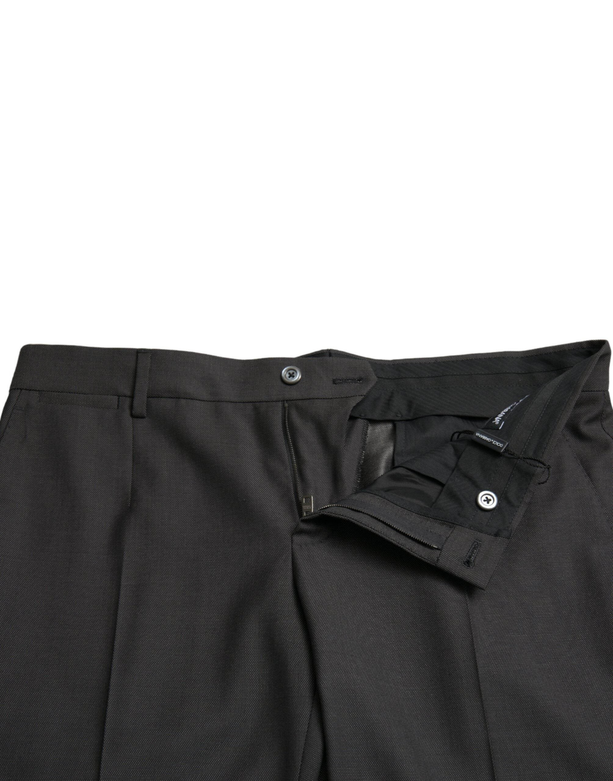 Pantalon de costume Slim stretch gris foncé de Dolce & Gabbana, style formel pour homme, vue de face.