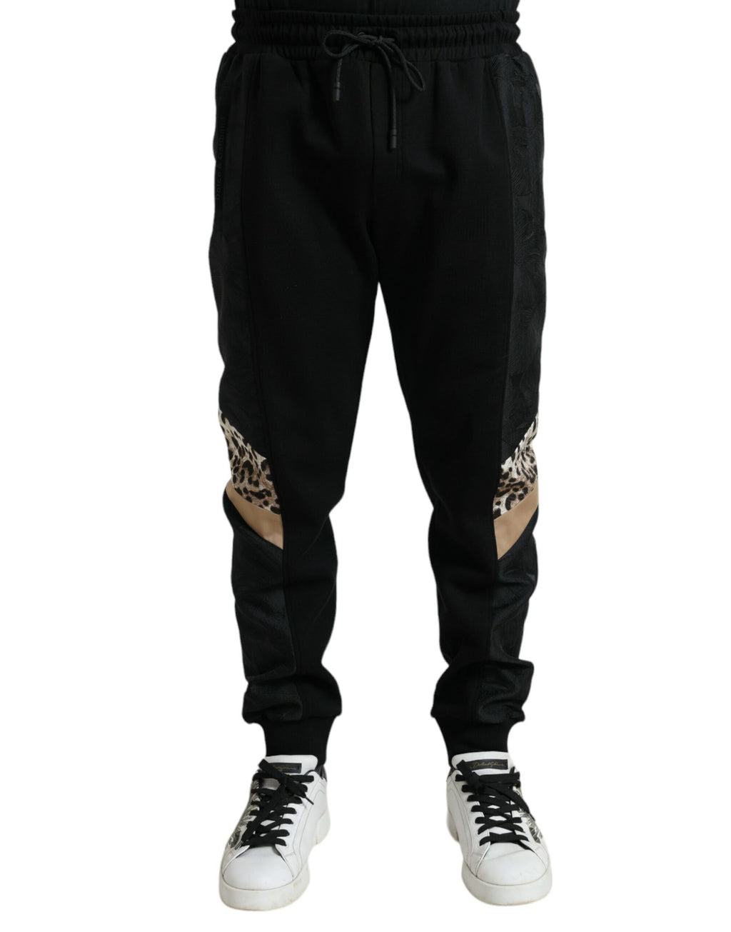 Pantalons jogger Slim Stretch en coton noir de Dolce & Gabbana, coupe ajustée et confort optimal.