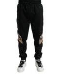 Pantalons jogger Slim Stretch en coton noir de Dolce & Gabbana, coupe ajustée et confort optimal.