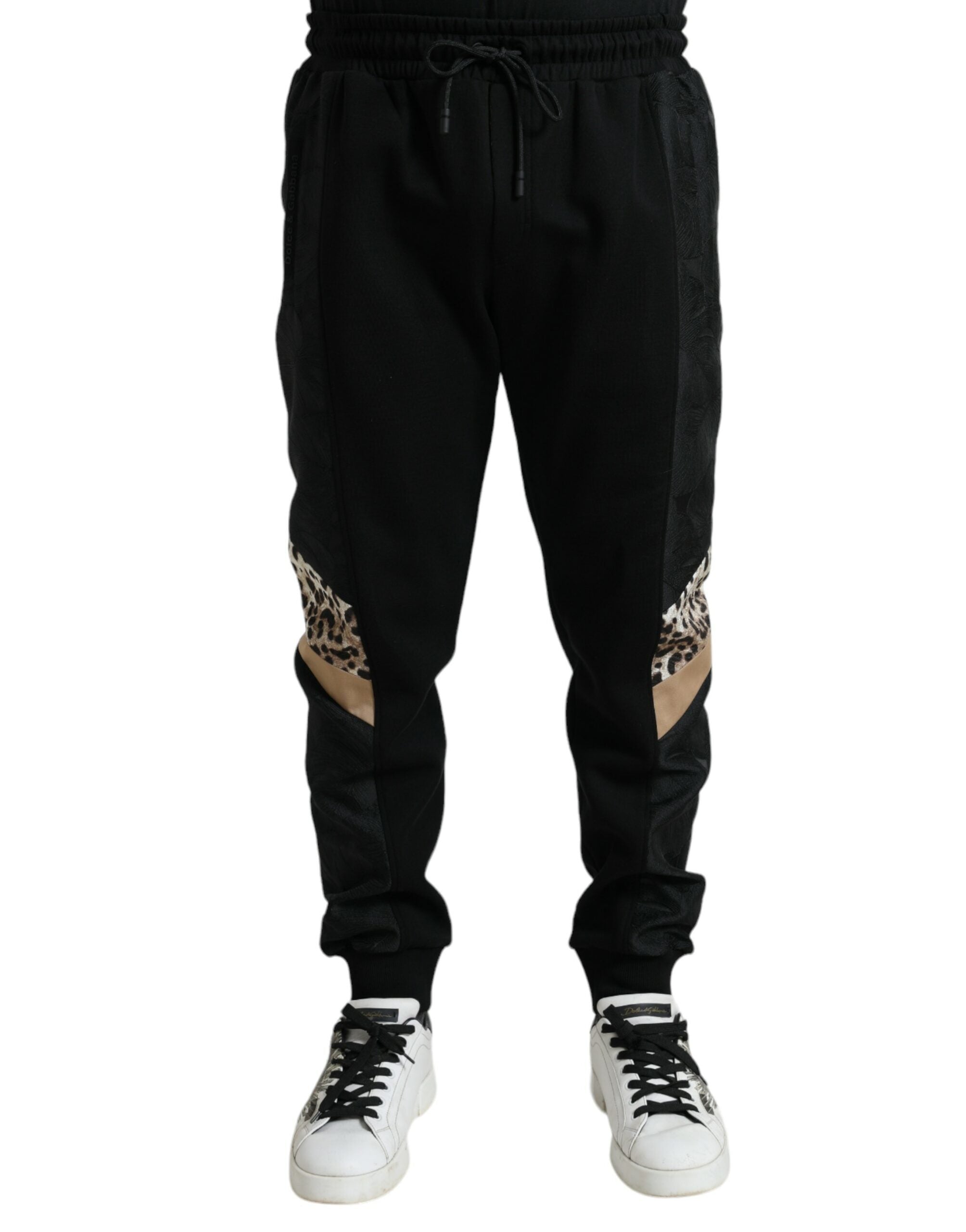 Pantalons jogger Slim Stretch en coton noir de Dolce & Gabbana, coupe ajustée et confort optimal.