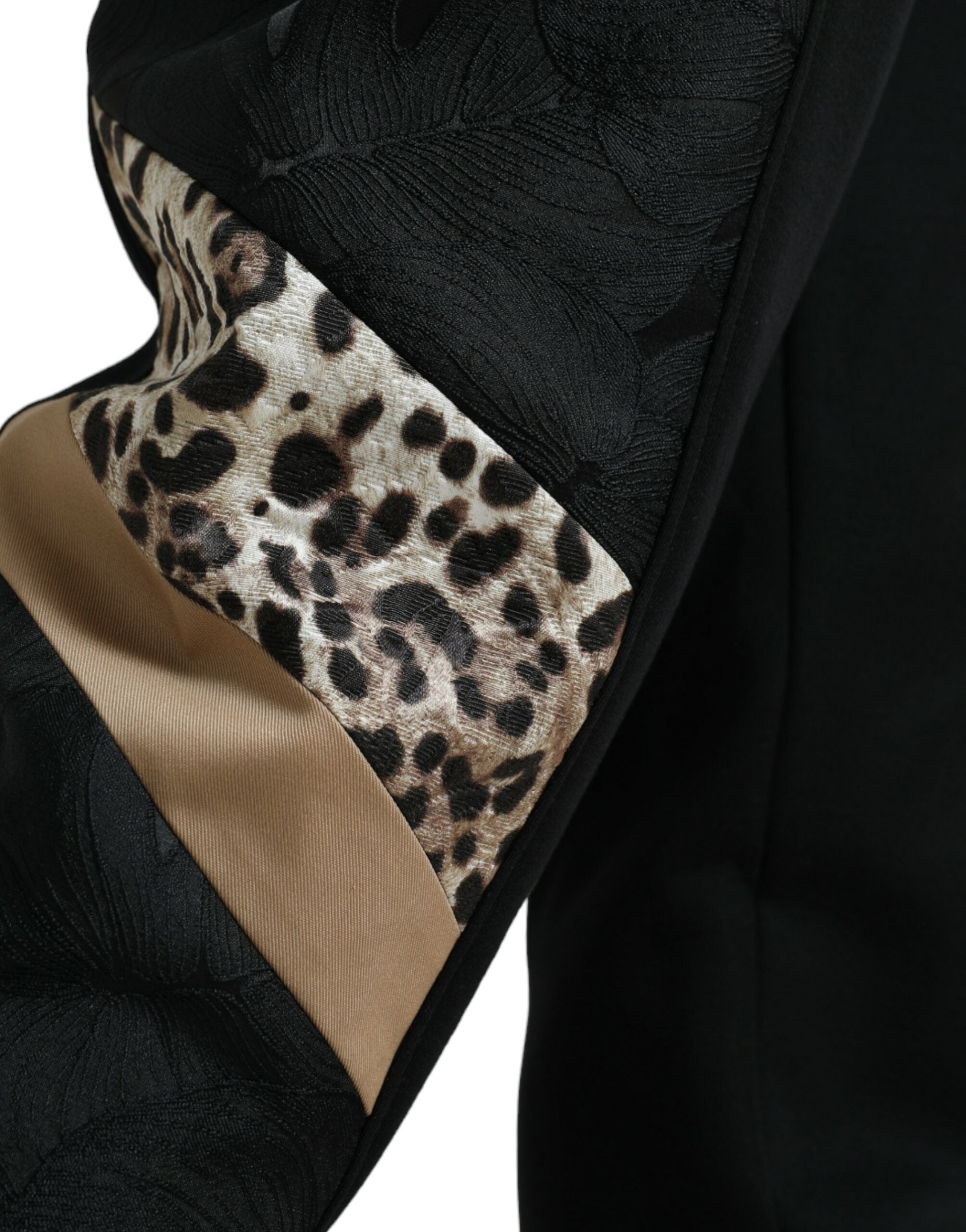Pantalon jogging noir en coton extensible Dolce & Gabbana, coupe slim, avec détails modernes et style décontracté.