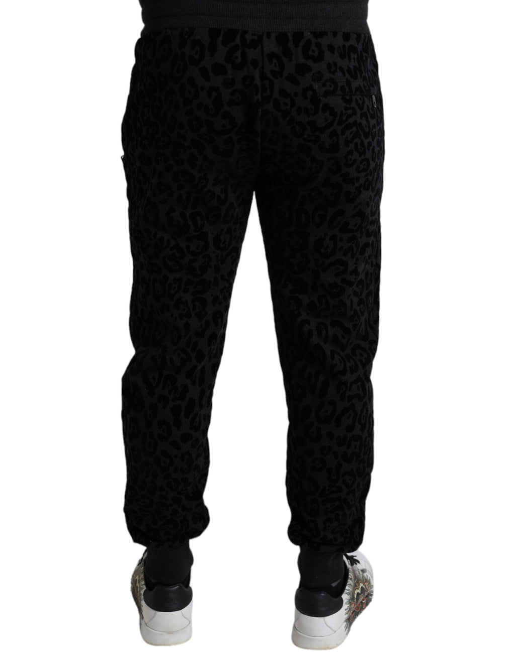 Pantalons de jogging Slim Fit Dolce & Gabbana en coton noir à motif léopard, style décontracté et tendance