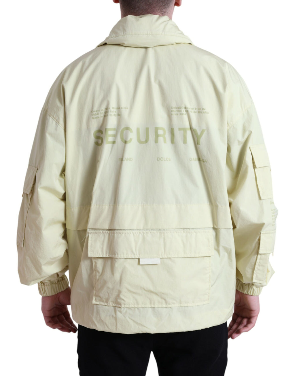 Veste parka Dolce & Gabbana en nylon jaune avec col, fermeture éclair complète, style décontracté et tendance.