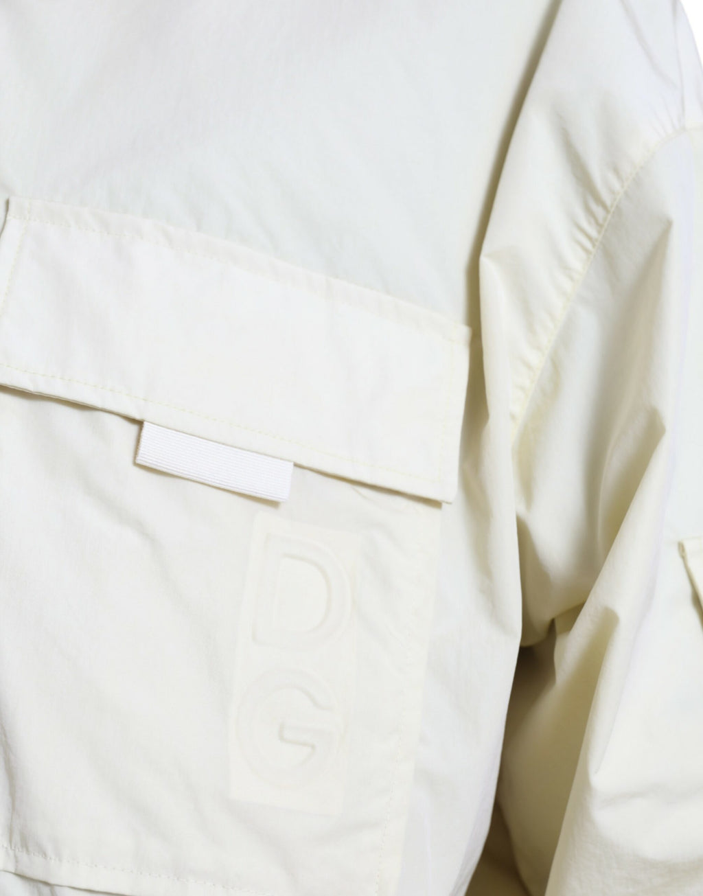 Veste parka Dolce & Gabbana en nylon jaune avec col, fermeture éclair complète, style décontracté et moderne.
