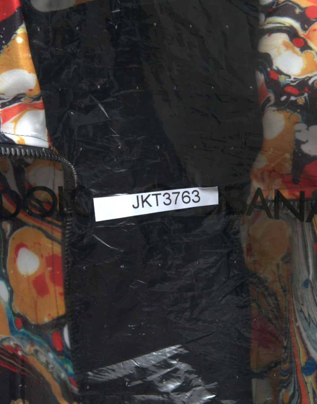 Veste bomber en polyester multicolore avec motif abstrait de Dolce & Gabbana, style moderne et élégant.