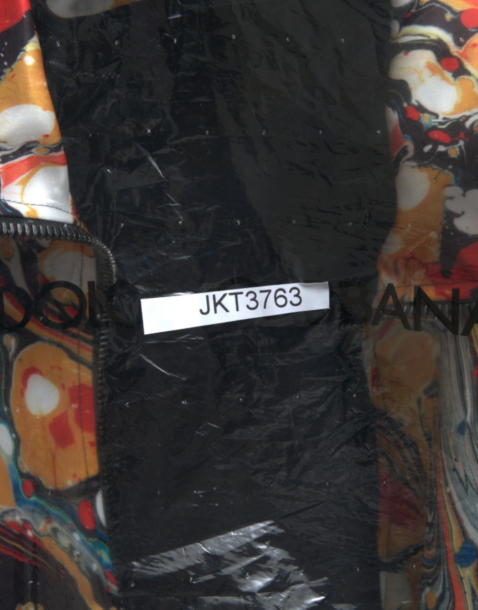 Veste bomber en polyester multicolore avec motif abstrait de Dolce & Gabbana, style moderne et élégant.