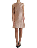 Robe mini sans manches en jacquard rose de Dolce & Gabbana, coupe droite élégante, détails textiles sophistiqués.