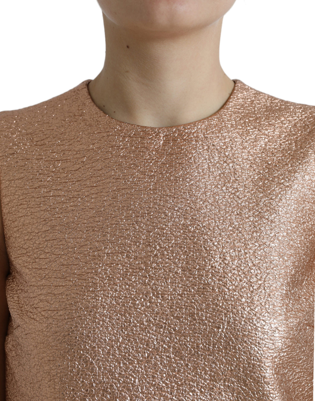 Robe courte sans manches Dolce & Gabbana en jacquard rose, style shift, avec motif tissé, élégante et sophistiquée.