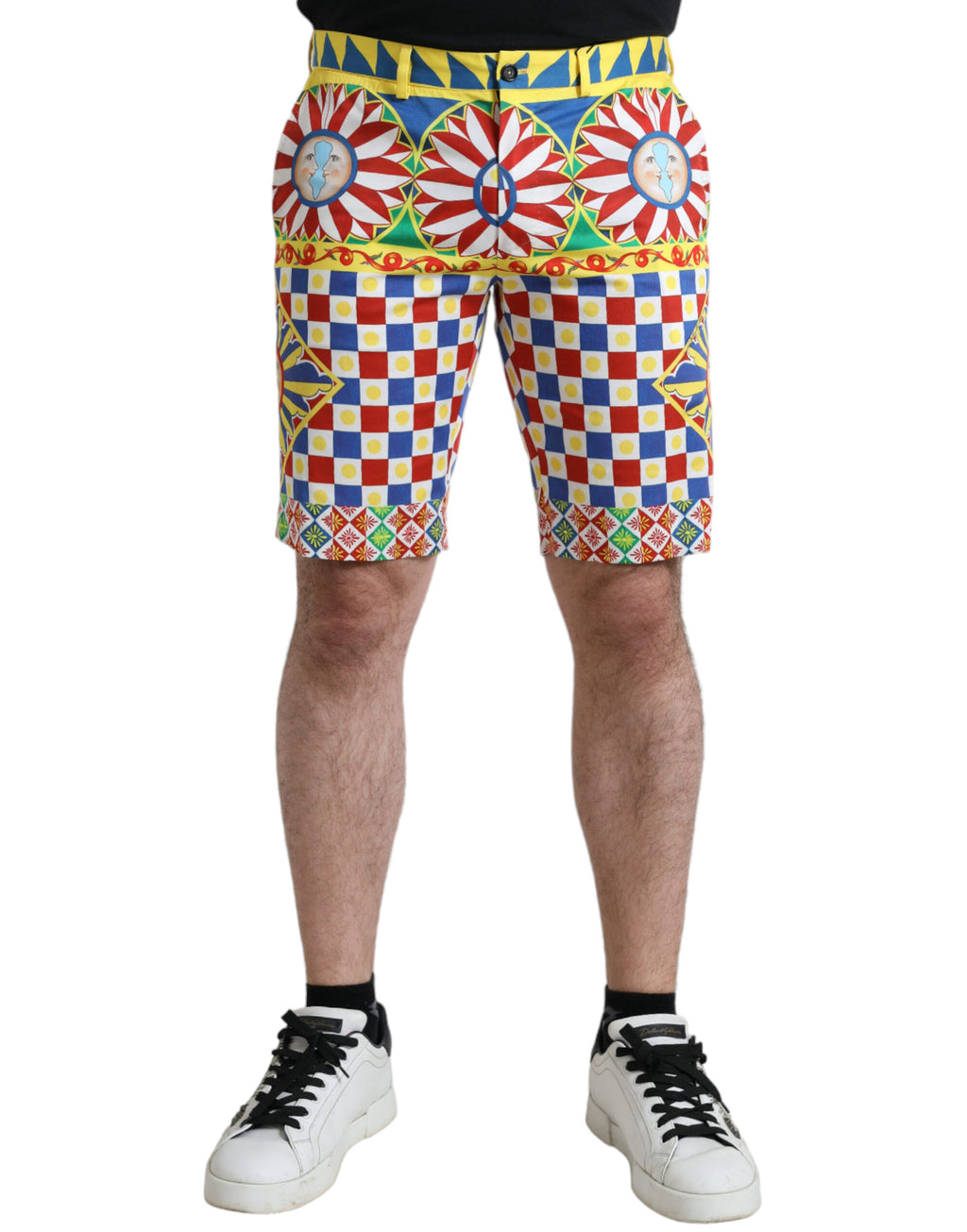 Shorts bermuda pour homme Dolce & Gabbana à motif multicolore Carretto, style élégant et tendance.
