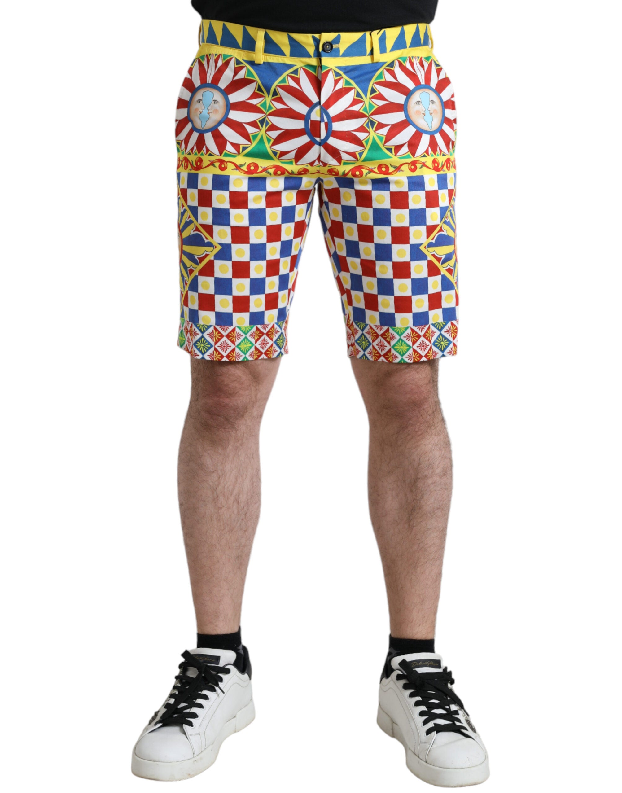 Shorts bermuda pour homme Dolce & Gabbana à motif multicolore Carretto, style élégant et tendance.