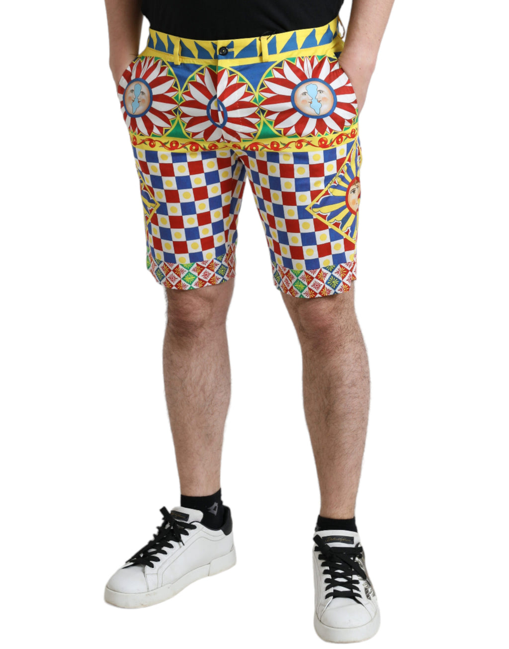 Shorts bermuda pour homme Dolce & Gabbana à motif multicolore Carretto, style élégant et confortable.