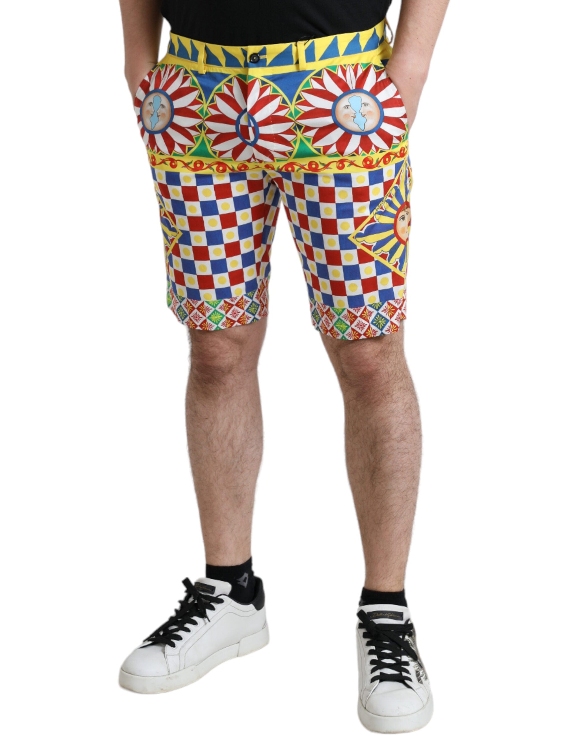 Shorts bermuda pour homme Dolce & Gabbana à motif multicolore Carretto, style élégant et confortable.