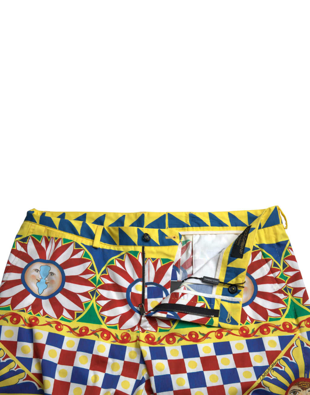Shorts bermuda pour homme Dolce & Gabbana à motif multicolore Carretto, en tissu léger et élégant.