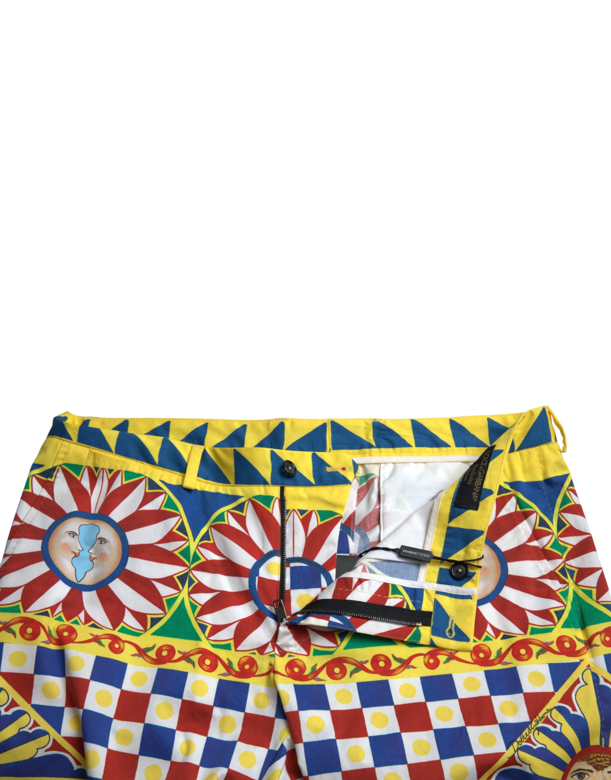 Shorts bermuda pour homme Dolce & Gabbana à motif multicolore Carretto, en tissu léger et élégant.